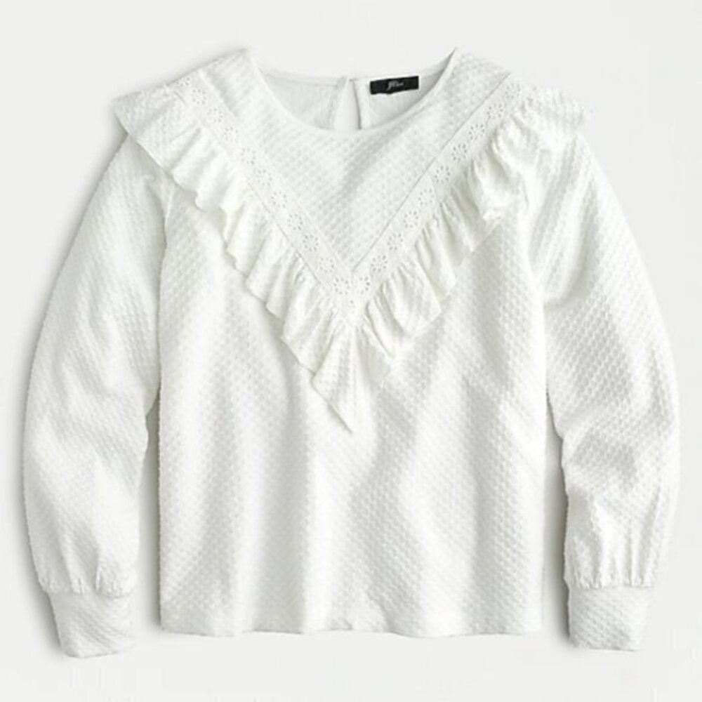 J.Crew Ruffle-trim knit cotton Top